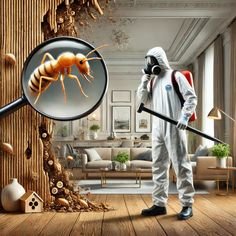 Pest inspection focused on an ant trail