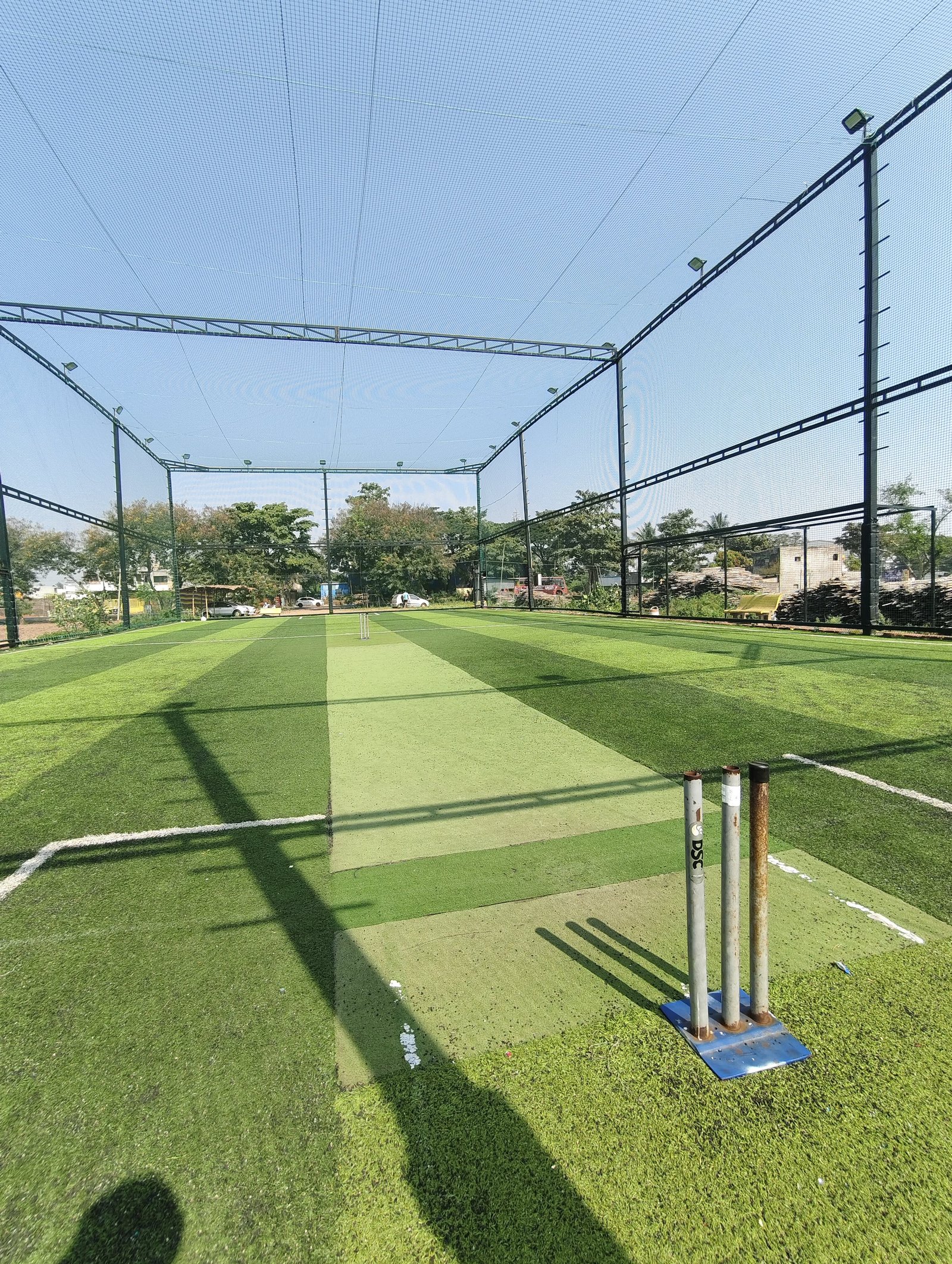 Cricket practice area protected with netting