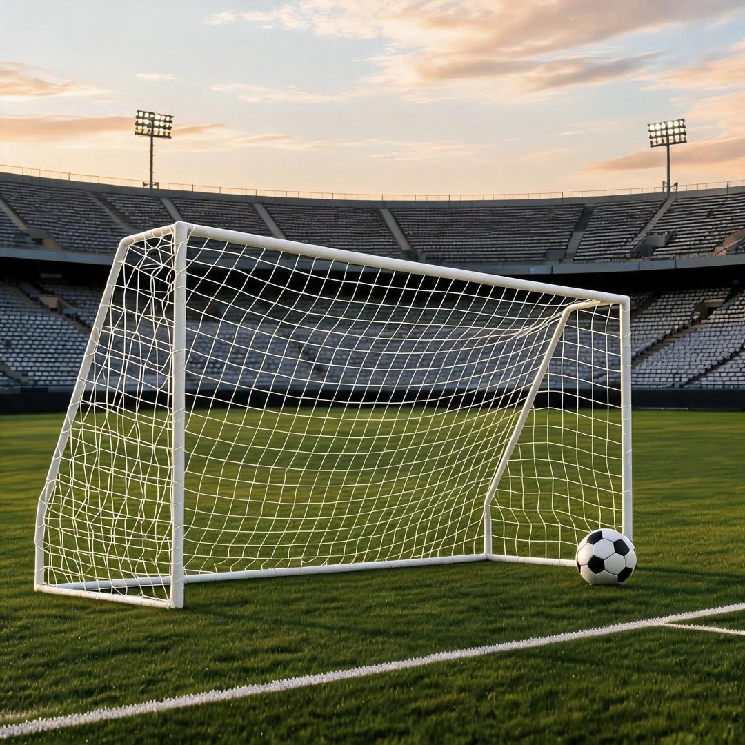 Football goal enclosed with a safety net
