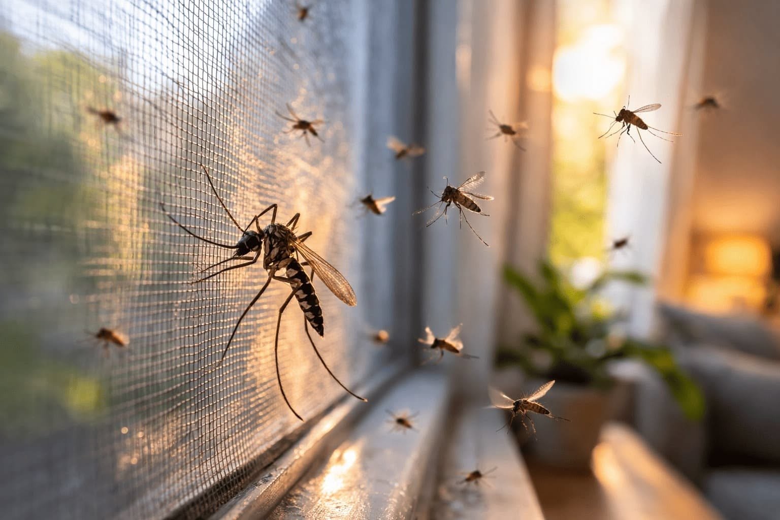 Mosquitoes stopped by a fine window screen