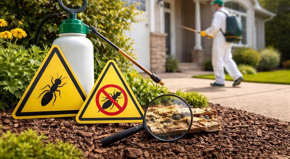Close view of signs that can be reviewed during a pest inspection